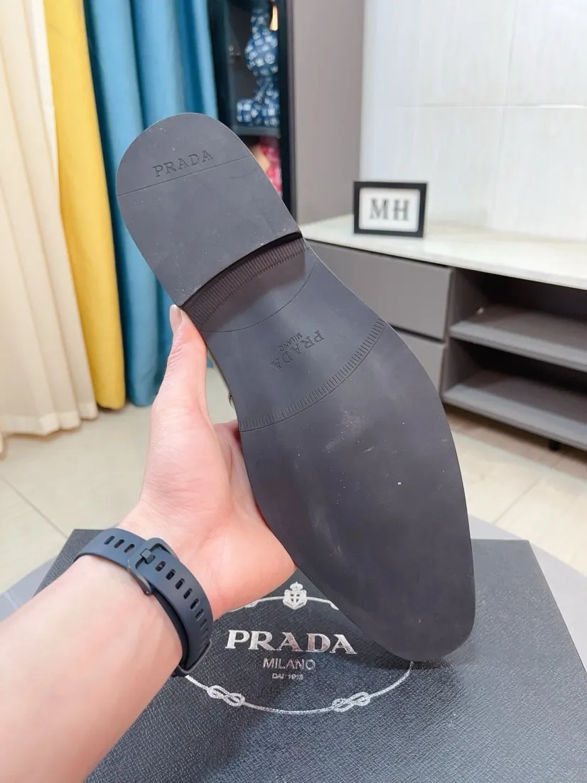 Men's shoes 💰540🌹🌹【PRADA Leather Shoes】Top purchasing agent Original imported Italian custom cowhide leather surface, fully imported water-dyed breathable cowhide lining, original factory special molded sole super comfortable, size: 38-44